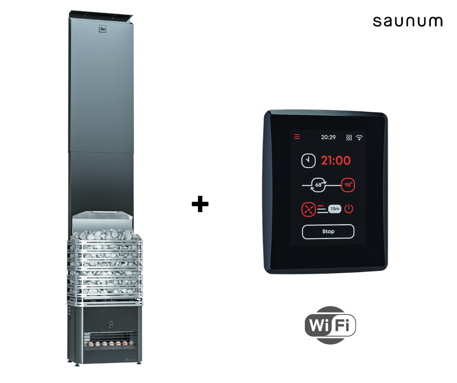 Saunum Primary 12 kW szaunakályha és szauna klíma Saunum Leil Wifi vezérlőegységgel