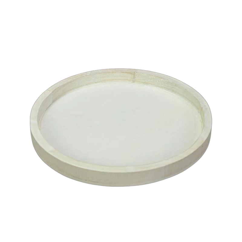 Fehér kerek fa tálca 26 cm