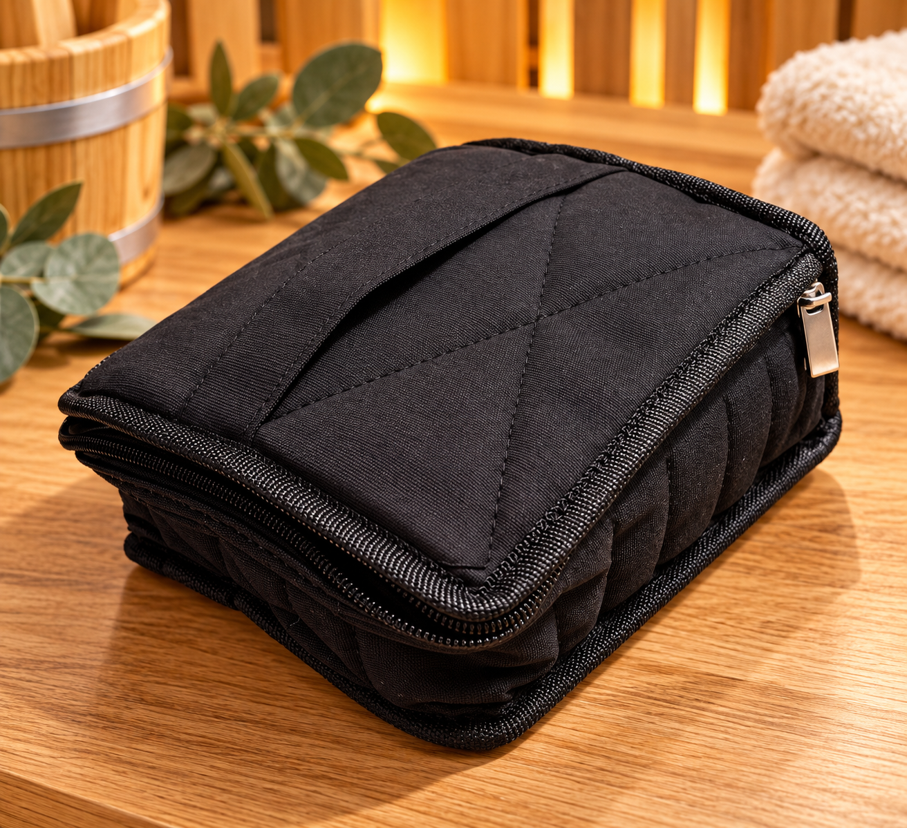 Illóolaj tároló táska - 30 db-os fekete, vastag textil