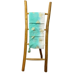 Nomád Sari Pareó - Fehér és Türkiz Arany Teknős Design 175x115cm -AW
