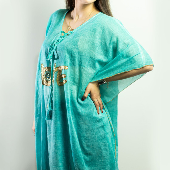 Nomád Sari Kaftán - Türkiz és Arany Design 90x100cm-AW Nomád Sari Kaftán - Türkiz és Arany Design 90x100cm-AW