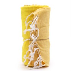 Napfényes sárga pamut strandkendő 100x180 cm