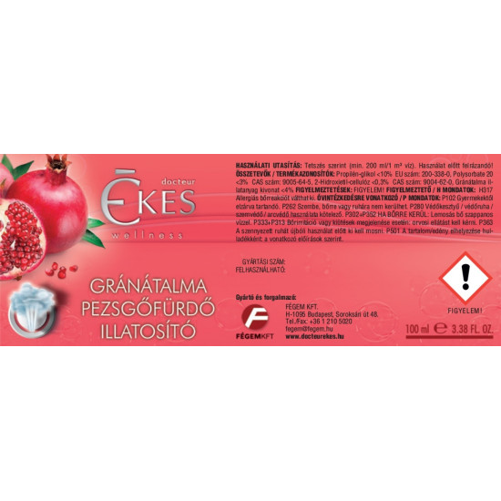 Gránátalma Pezsgőfürdő illatosító Ékes 100ml Gránátalma Pezsgőfürdő illatosító Ékes 100ml
