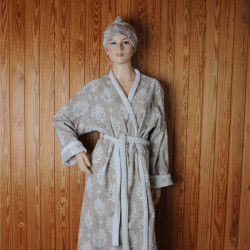 Női bézs mintás köntös