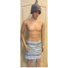 Elegáns kék csíkos pamut szaunaszoknya férfiaknak