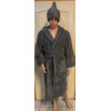 Szürke Kapucnis Frottírbársony Köntös 