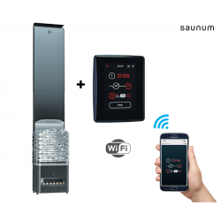 Saunum Primary 9 kW szaunakályha és szauna klíma Saunum Leil Wifi vezérlőegységgel mobil applikációval