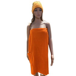 Narancssárga frottír női szaunaruha 