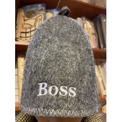 Szürke filc szaunasapka Boss felirattal