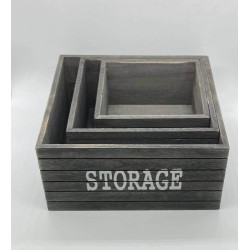 Sötét "Storage" fa doboz, több méretben