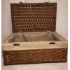 Rattan fedeles láda textil betéttel, 45 x 29 x 18 cm