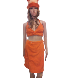 Narancs frottír kétrészes női szaunaruha