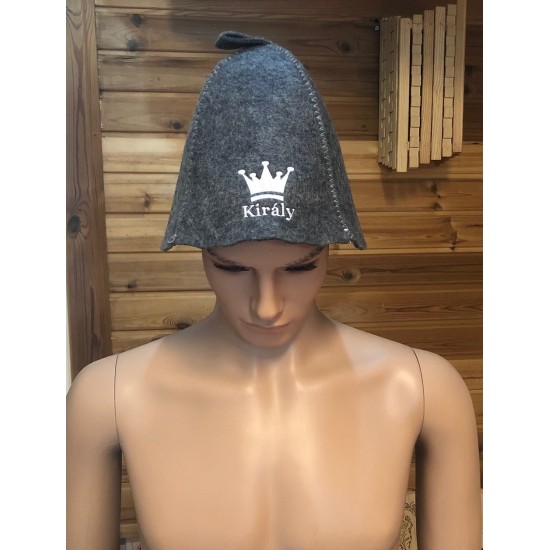 Szürke filc szaunasapka Király felirattal