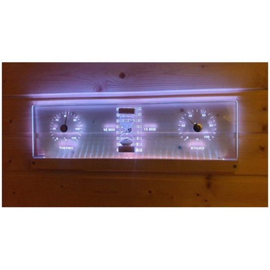 3 in 1 hő- és páramérő homokórával LED világítással
