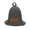 Boss nagy hímzéses filc szaunasapka szürke színben