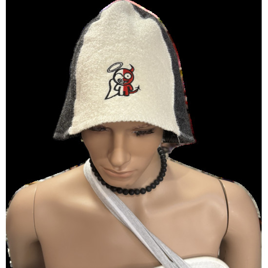 Angyal ördög szürke-fehér szaunasapka