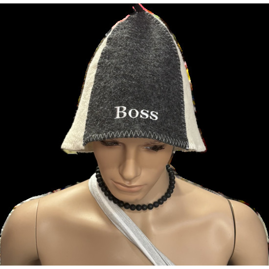 Boss szürke-fehér filc szaunasapka