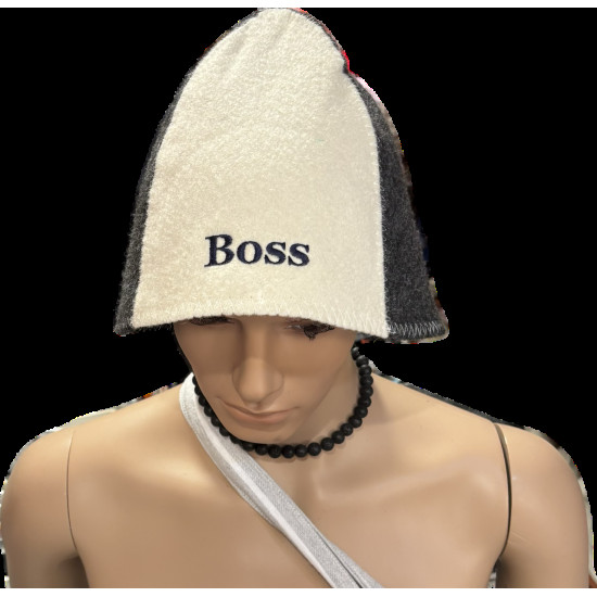 Boss szürke-fehér filc szaunasapka