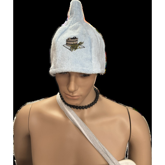 Világoskék dézsa mintás frottír szaunasapka