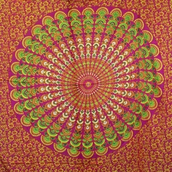 Rubin és zöld mandala szarong Indiából