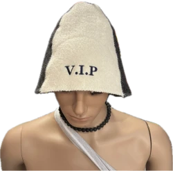 V.I.P. fehér-szürke szaunasapka