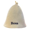 Boss feliratú fehér filc szaunasapka Boss feliratú fehér filc szaunasapka