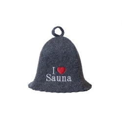 I Love Sauna szürke gyapjú szaunasapka