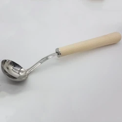 42 cm-es acél szaunakanál fa fogóval