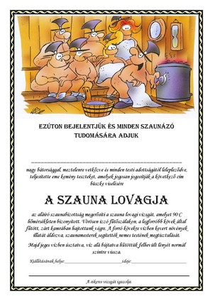 Szauna lovagja emléklap