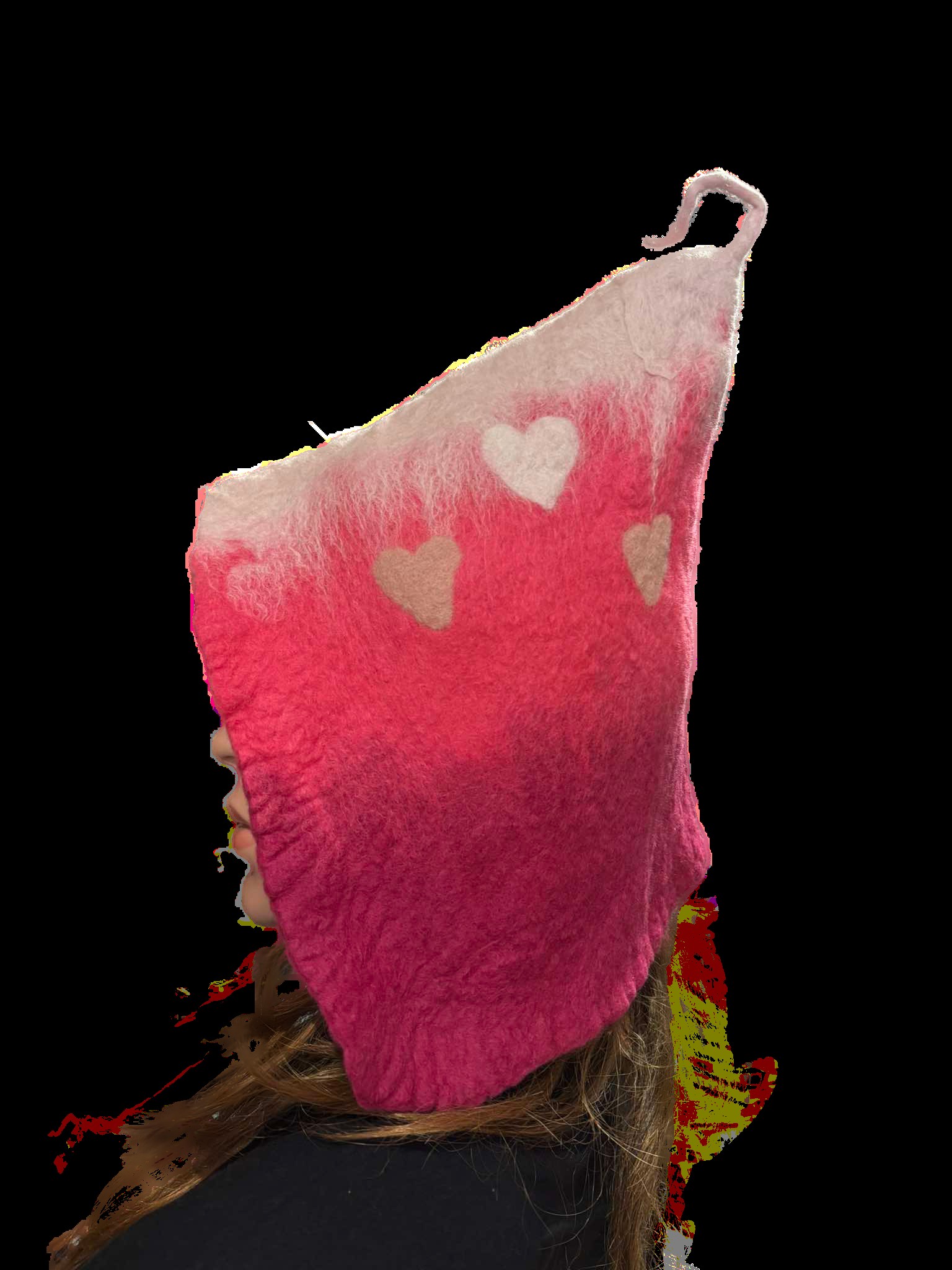 Szívecske Pink egyedi nemez szauna sapka