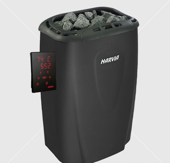 HARVIA MODERNA V80E black 8 KW szaunakályha szaunába is szerelhető digitális külső vezérlővel 