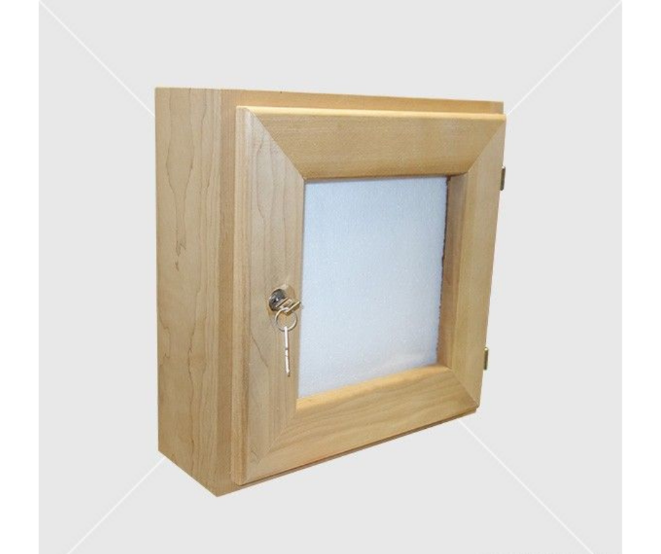 Kulccsal zárható vezérlőszekrény 350x350x130 mm, hőkezelt nyárfa