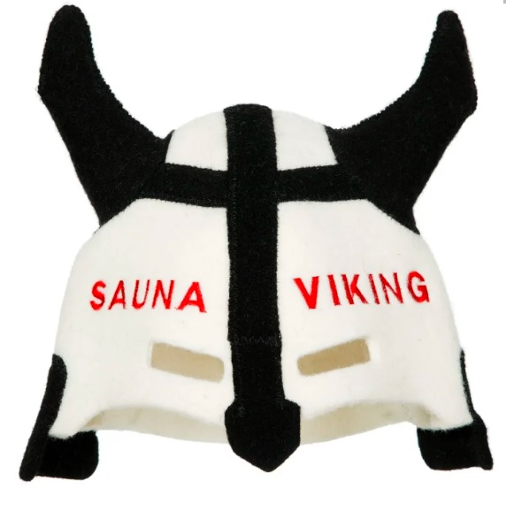 Viking szaunasapka fekete szarvakkal